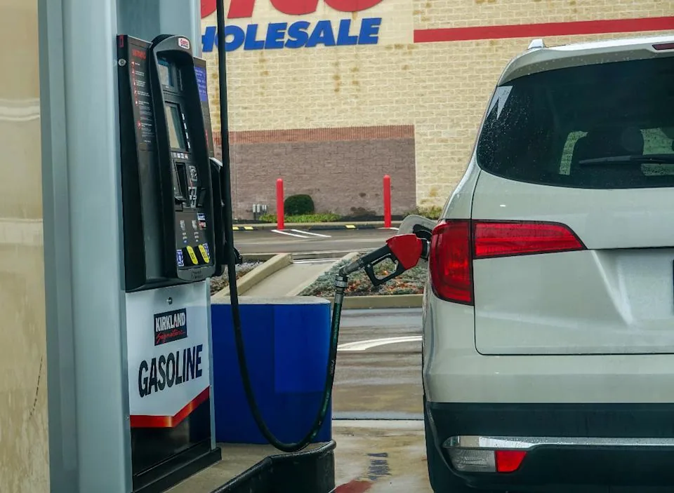 Car gets gas at Costco gas station
